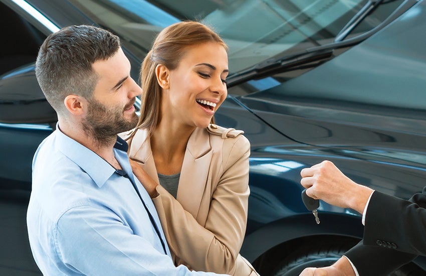 Customer getting car keys